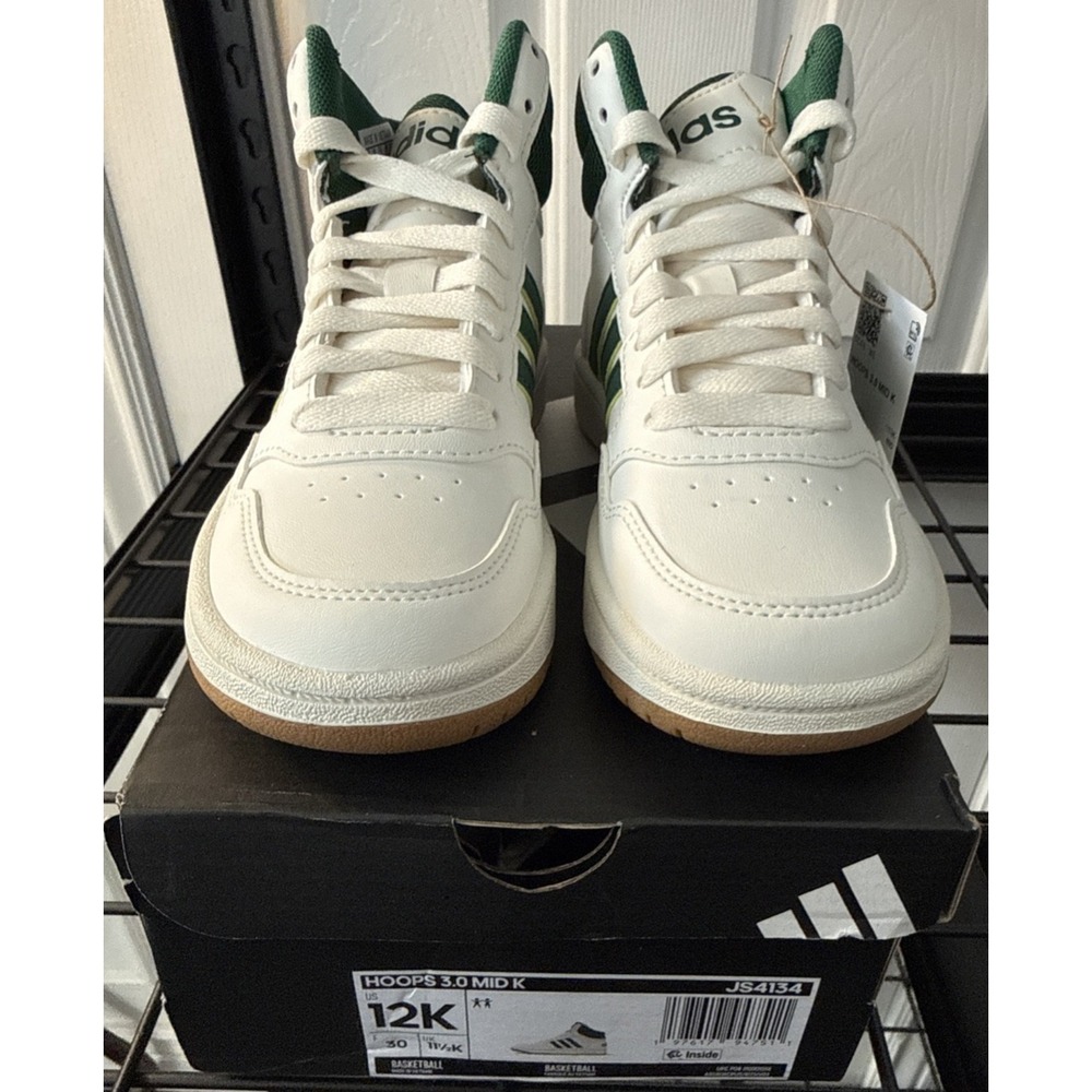 Adidas Basketball Shoes - Size 12K - HOOPS 3.0 MID K - White- New in Box NiB